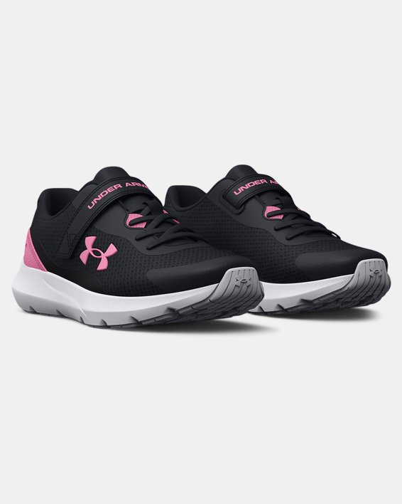 Girls' Pre-School UA Surge 3 AC Running Shoes in Black image number 3